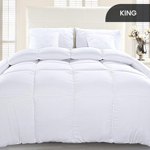 Utopia Bedding Comforter Duvet Insert, Quilted Comforter with Corner Tabs, Box Stitched Down Alternative Comforters King Size (White) - Image 2