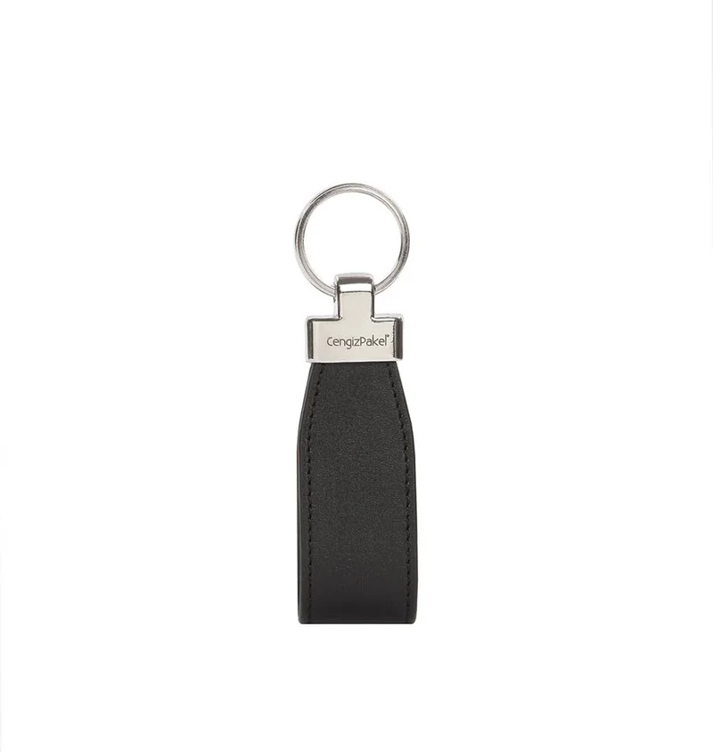 جنكيز باكيل Genuine Leather Black Men's Wallet with Coin Compartment + Keychain Set
