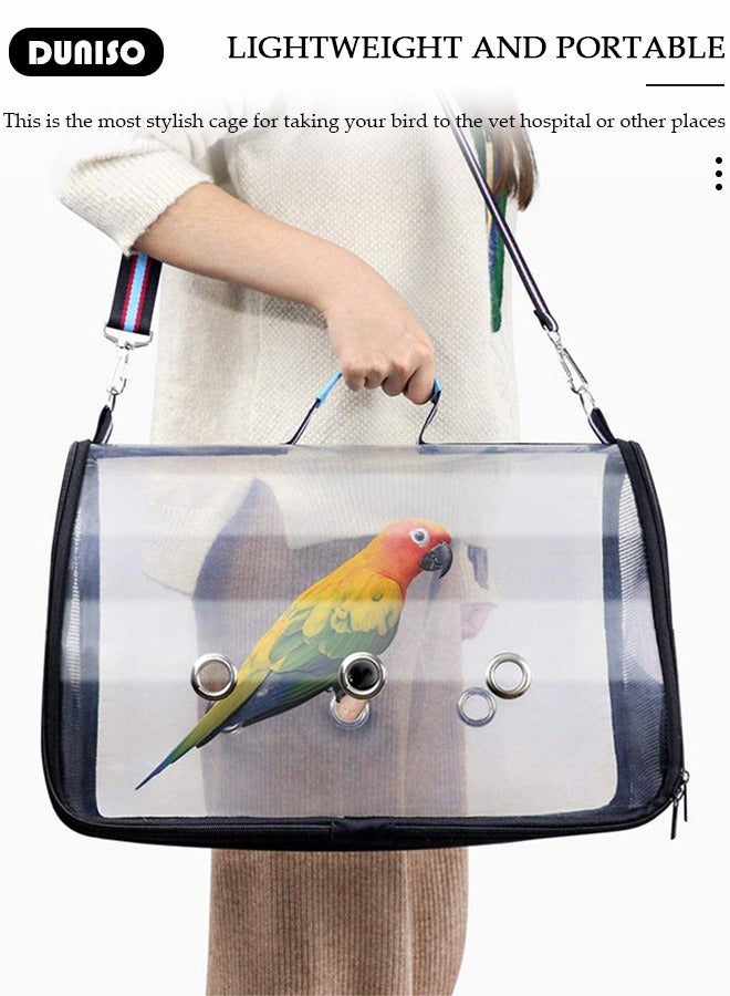 DUNISO Bird Carrier Bag,Pet Bird Travel Bag with Stand Perch,Portable Parrot Carrier Transparent Breathable Travel Cage,Lightweight Bird&Small Animals Carrier,Bird Travel Cage - Image 3