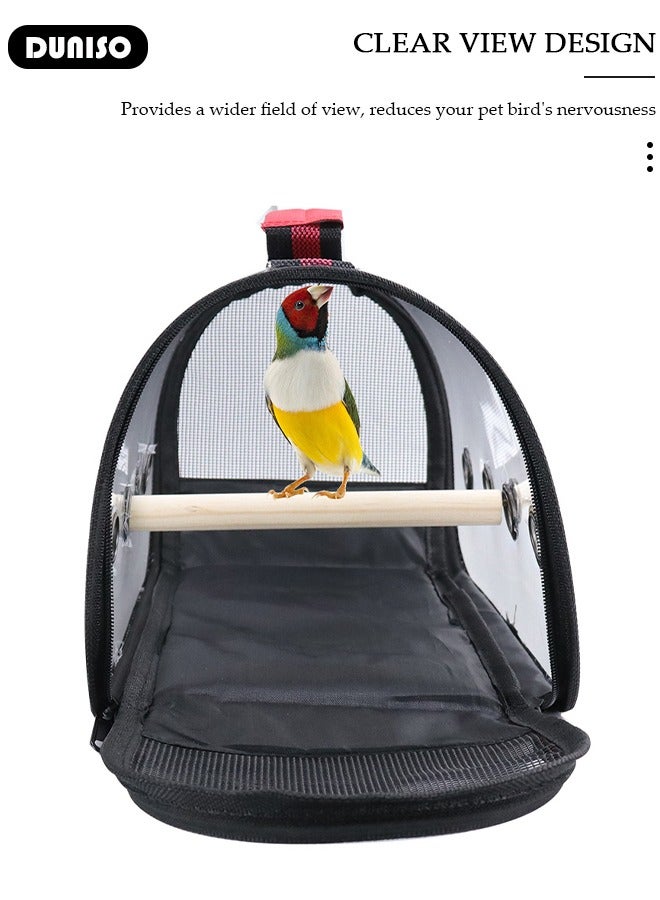 DUNISO Bird Carrier Bag,Pet Bird Travel Bag with Stand Perch,Portable Parrot Carrier Transparent Breathable Travel Cage,Lightweight Bird&Small Animals Carrier,Bird Travel Cage - Image 4