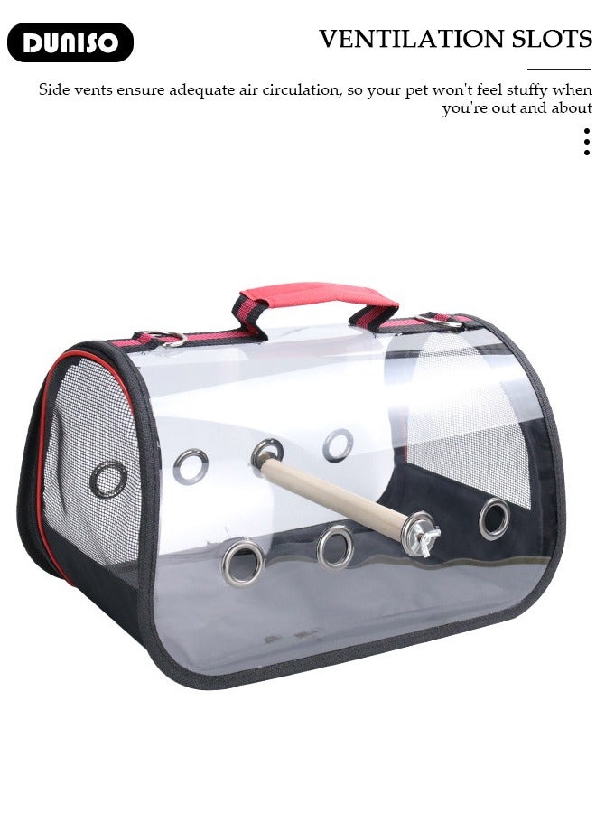 DUNISO Bird Carrier Bag,Pet Bird Travel Bag with Stand Perch,Portable Parrot Carrier Transparent Breathable Travel Cage,Lightweight Bird&Small Animals Carrier,Bird Travel Cage - Image 5