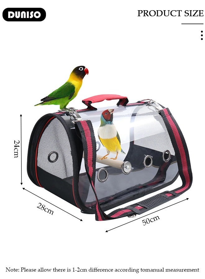 DUNISO Bird Carrier Bag,Pet Bird Travel Bag with Stand Perch,Portable Parrot Carrier Transparent Breathable Travel Cage,Lightweight Bird&Small Animals Carrier,Bird Travel Cage - Image 2