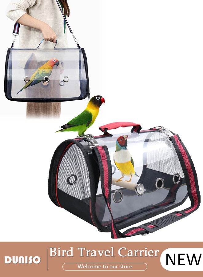 DUNISO Bird Carrier Bag,Pet Bird Travel Bag with Stand Perch,Portable Parrot Carrier Transparent Breathable Travel Cage,Lightweight Bird&Small Animals Carrier,Bird Travel Cage - Image 1