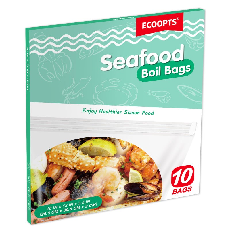 ECOOPTS 10Ã—Seafood Boil Bags Medium Size Boil Bag for fish, crab, shrimp, and veggies - cooking and storage bag (Medium) - Image 1