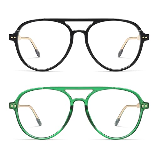 AMOMOMA Retro Blue Light Aviator Reading Glasses for Women MenVintage Computer Reader Frame 20 15 AM6155 C1C3 15X - Image 1
