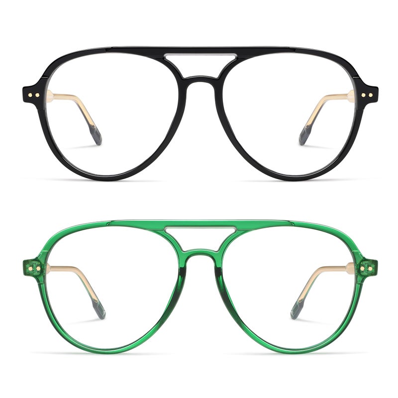 AMOMOMA Retro Blue Light Aviator Reading Glasses for Women MenVintage Computer Reader Frame 20 15 AM6155 C1C3 15X - Image 2