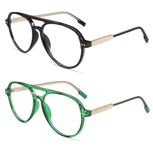 AMOMOMA Retro Blue Light Aviator Reading Glasses for Women MenVintage Computer Reader Frame 20 15 AM6155 C1C3 15X - Image 3