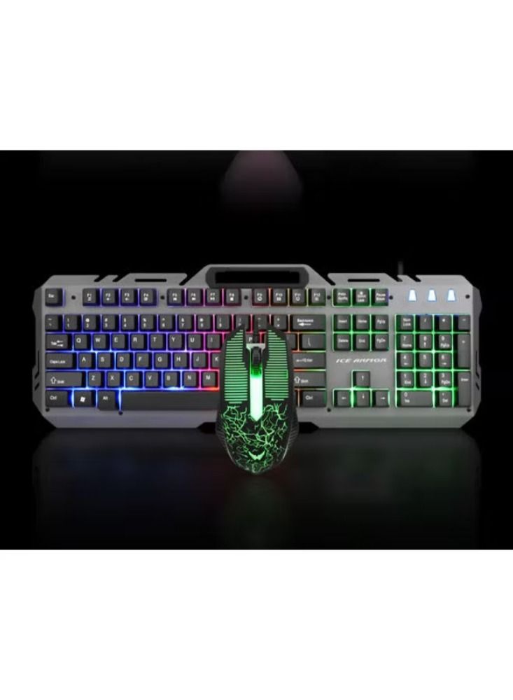 Dream Zone Gaming Keyboard Mouse with Rainbow RGB Backlit Rechargeable Battery Metal Mechanical Ergonomic Waterproof Dustproof Removable Palm Rest for Laptop PC Gamer - Image 1