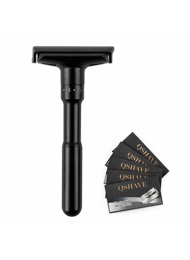 QSHAVE طقم ماكينة حلاقة آمنة مزدوجة الحواف قابلة للتعديل (ماكينة حلاقة) - Image 1