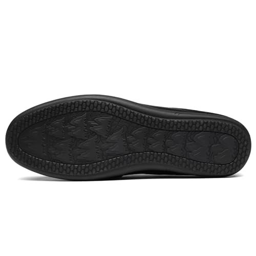 LUODENGLANG Men’s Slip-On Loafers Handmade Leather Slippers Breathable Comfortable Soft Hand Stitched no-heel Casual Shoes For Men Black 39 M 7 - Image 5
