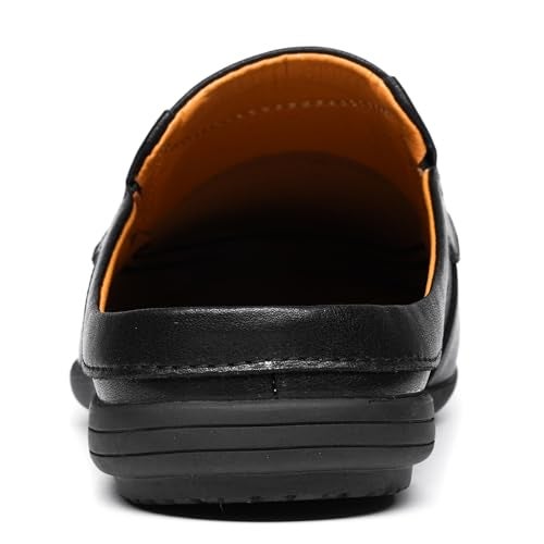 LUODENGLANG Men’s Slip-On Loafers Handmade Leather Slippers Breathable Comfortable Soft Hand Stitched no-heel Casual Shoes For Men Black 39 M 7 - Image 3