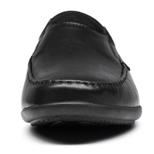 LUODENGLANG Men’s Slip-On Loafers Handmade Leather Slippers Breathable Comfortable Soft Hand Stitched no-heel Casual Shoes For Men Black 39 M 7 - Image 2