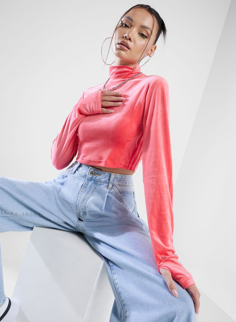 adidas Originals Logo Velvet Cropped Top  - Image 1