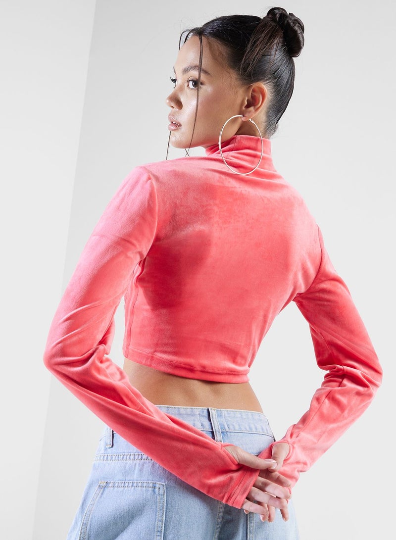 adidas Originals Logo Velvet Cropped Top  - Image 2