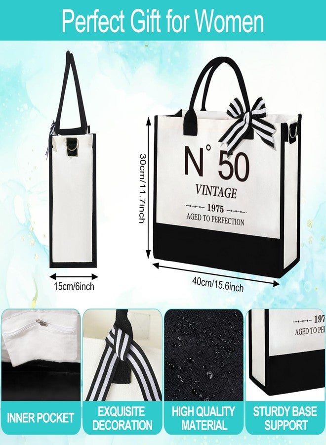 GiftPeak 50th Birthday Gifts for Women，Gift Set for Women 1975 Canvas Tote Bag 50th Birthday Gift for Her Unique Gifts Basket for Her Turning 50 Mom Wife Sister Friend - Image 2