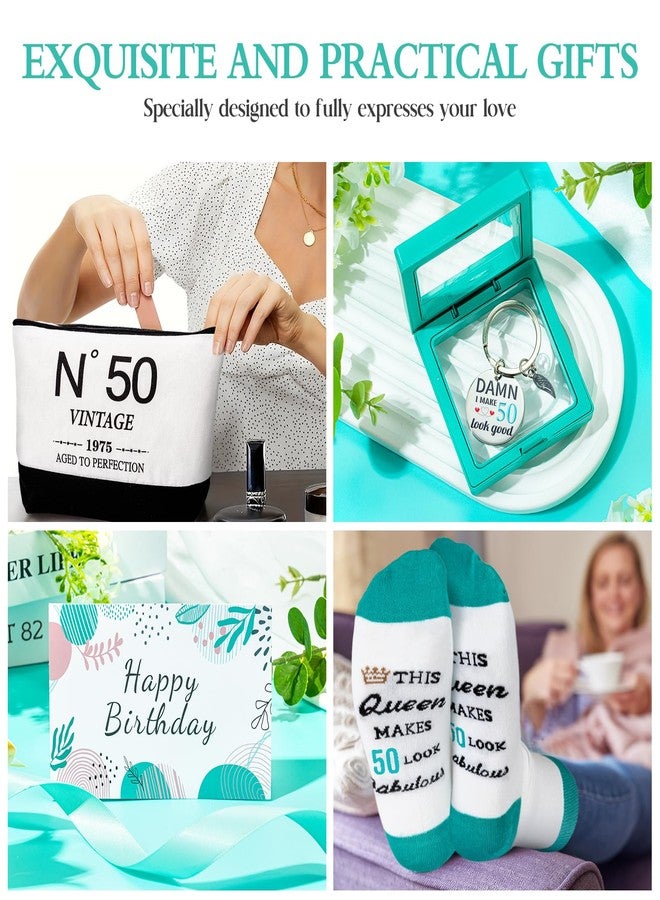 GiftPeak 50th Birthday Gifts for Women，Gift Set for Women 1975 Canvas Tote Bag 50th Birthday Gift for Her Unique Gifts Basket for Her Turning 50 Mom Wife Sister Friend - Image 3