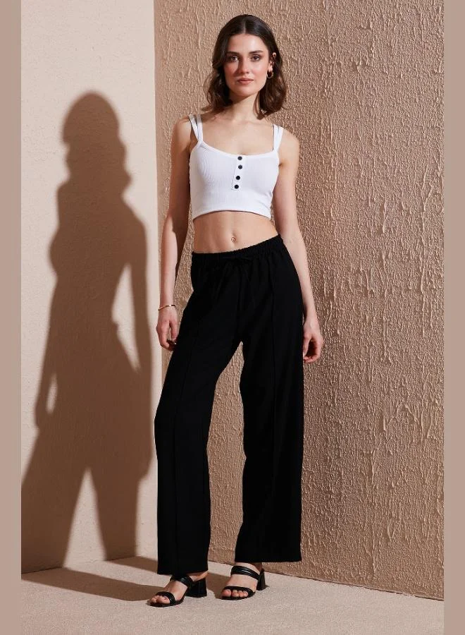 ليلا بنطلون رياضي نسائي ليلا واسع الساق عادي الخصر عادي المقاس