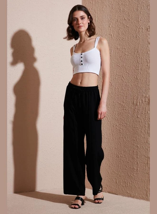 ليلا بنطلون رياضي نسائي ليلا واسع الساق عادي الخصر عادي المقاس