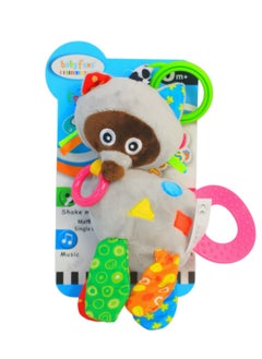 Esabela Plush Raccoon Teether Toy, Sensory Baby Rattle for Newborns, BPA-Free, 0+ Months