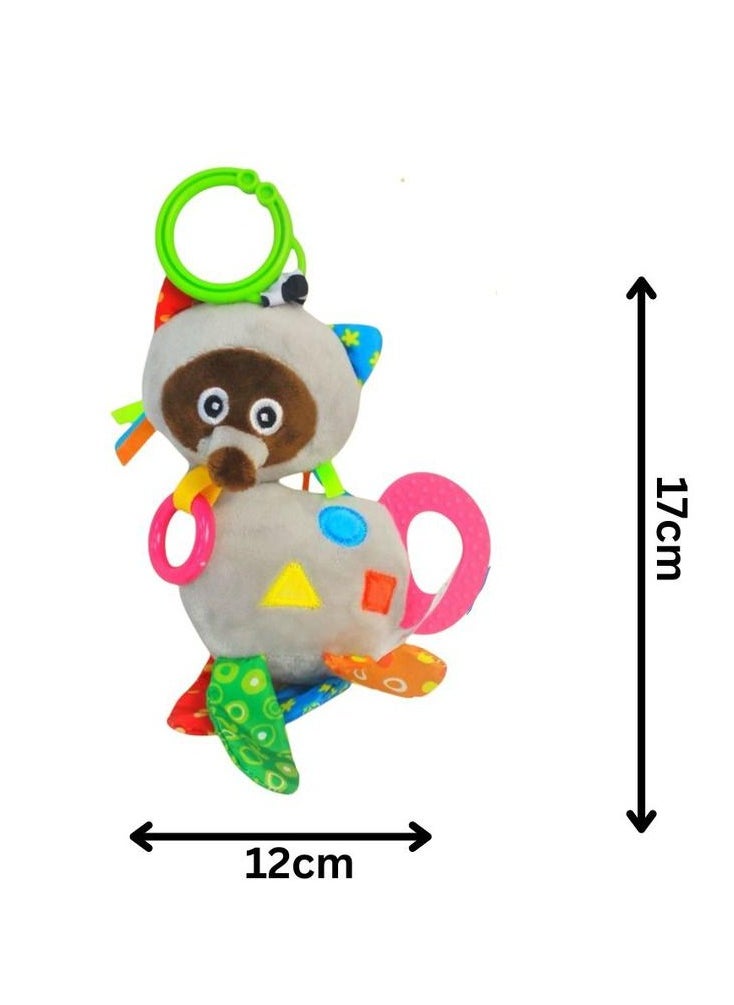 Esabela - Esabela Plush Raccoon Teether Toy, Sensory Baby Rattle for Newborns, BPA-Free, 0+ Months - Image 1