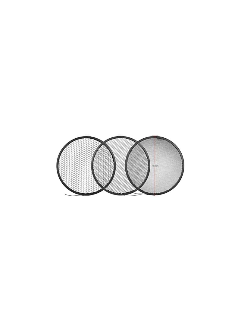 Set of 3 honeycomb grids 20-40 - 60 degrees for Bowens 7 inch standard reflector with soft diffuser