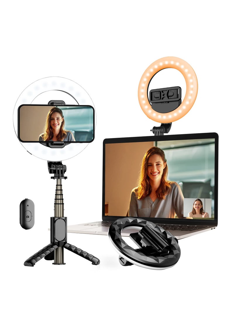 Excefore Video Light, LED Camera Light Computer Video Conference Light, Portable Selfie Light High Power 3000mAh Rechargeable/CRI 95+/3 Lights Modes/3 Bases for Phone, iPhone, Zoom, Picture, Makeup (with Clip)  - Image 2