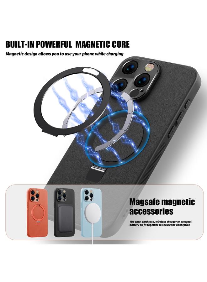 إيروريكس جراب لهاتف iPhone 15 مزود بحامل دوار MagSafe من الكمبيوتر الشخصي + جراب هاتف من الجلد - Image 3