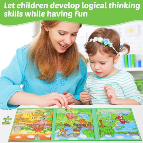Kasfalci Magnetic Puzzles for Toddlers 3536 Pieces Travel Puzzles Games for KidsAirplane Car Road Trip ActivitiesActivity BooksDino Dinosaur Magnet Toys for 3 4 5 6 Year Old Boys Birthday - Image 5