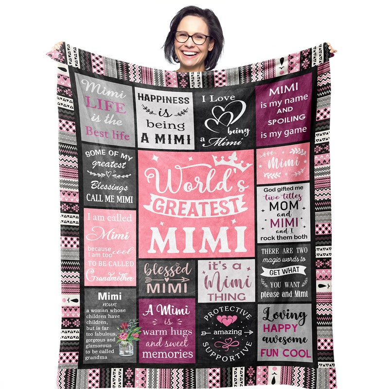 Ruvinzo Mimi Gifts for Grandma Birthday Gifts for Mimi Grandma Bday Gift Grandmother Gift Ideas Best Mimi Ever Gift Soft Throw Blanket 60 x 50