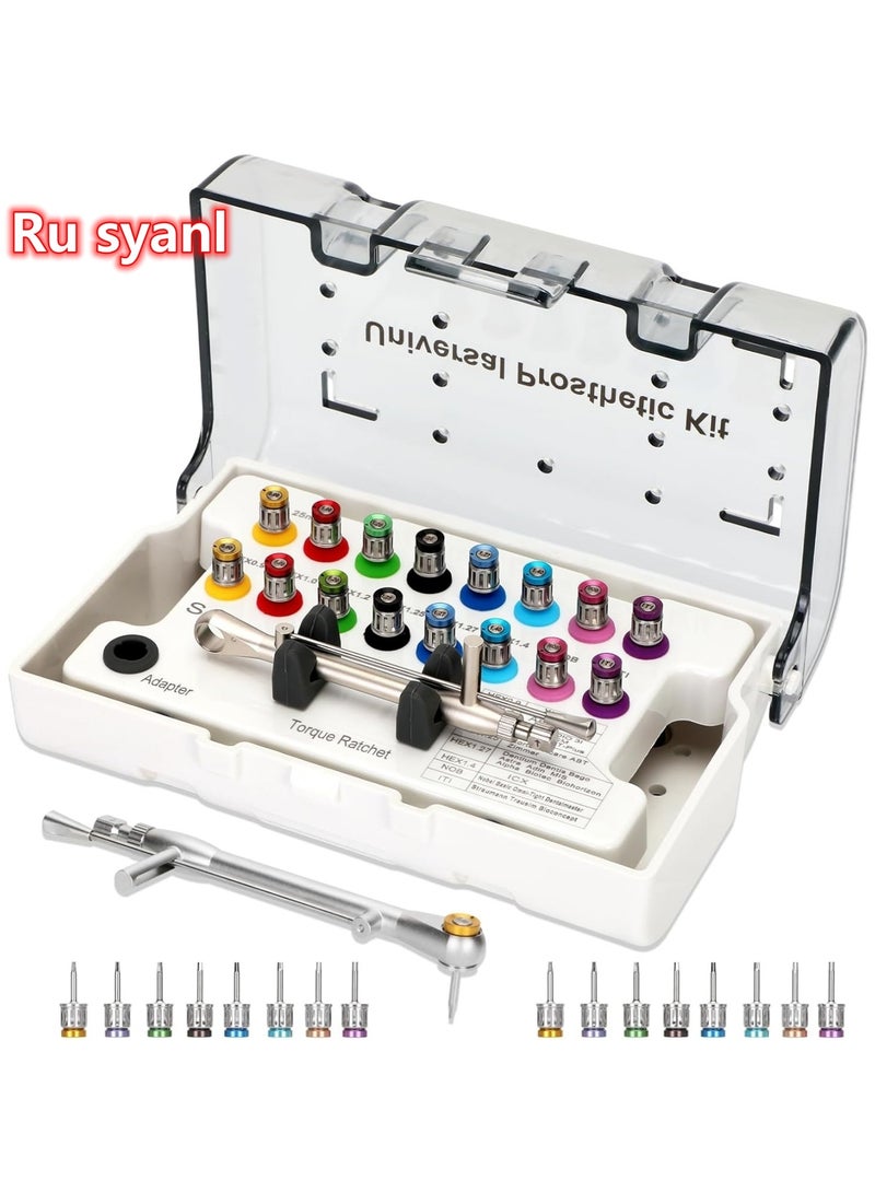 Ru syanl Dental Implant Torque Wrench Set Universal Implant Torque Wrench Screwdriver Prosthetic Kit Ratchet Drivers Dentistry Implant Repair Tools Fully Autoclavable 16pcs 10-70Ncm  - Image 1