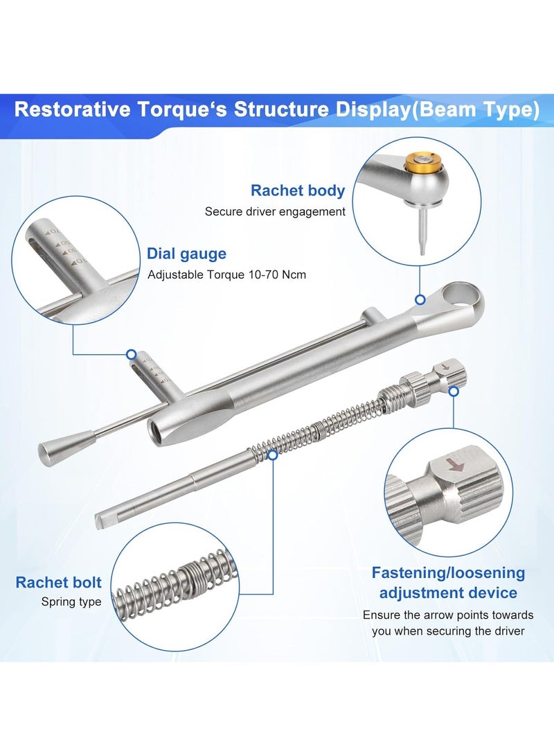 Ru syanl Dental Implant Torque Wrench Set Universal Implant Torque Wrench Screwdriver Prosthetic Kit Ratchet Drivers Dentistry Implant Repair Tools Fully Autoclavable 16pcs 10-70Ncm  - Image 4