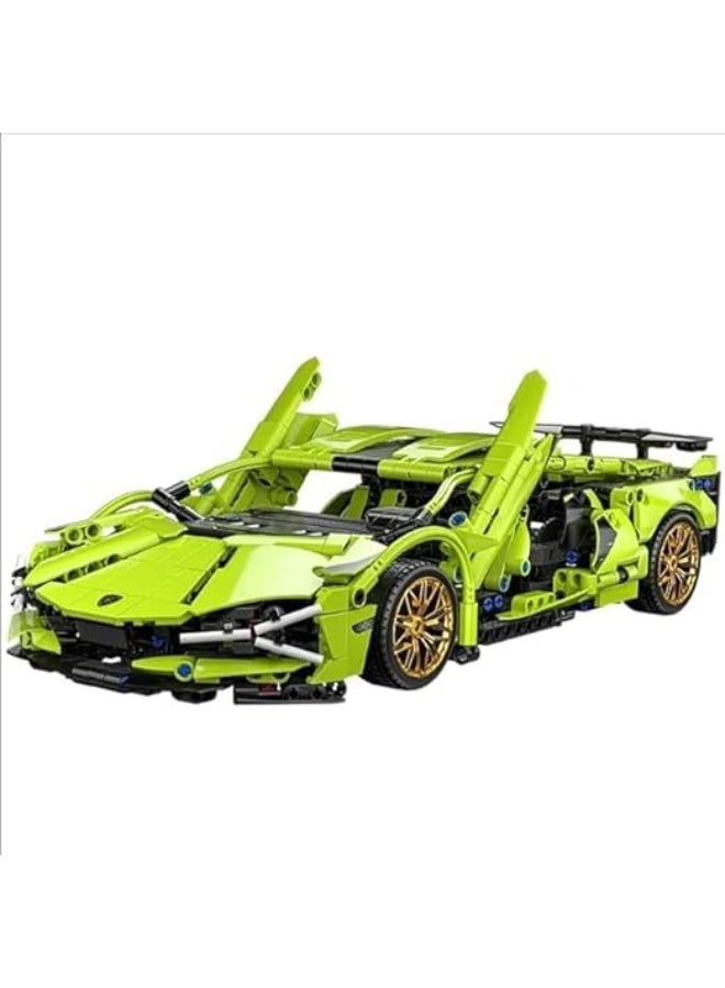 Sports Racing Supercar Building Block Set, 1280 Pieces, Green Collectible Toy Kit for Adults & Kids - Image 3