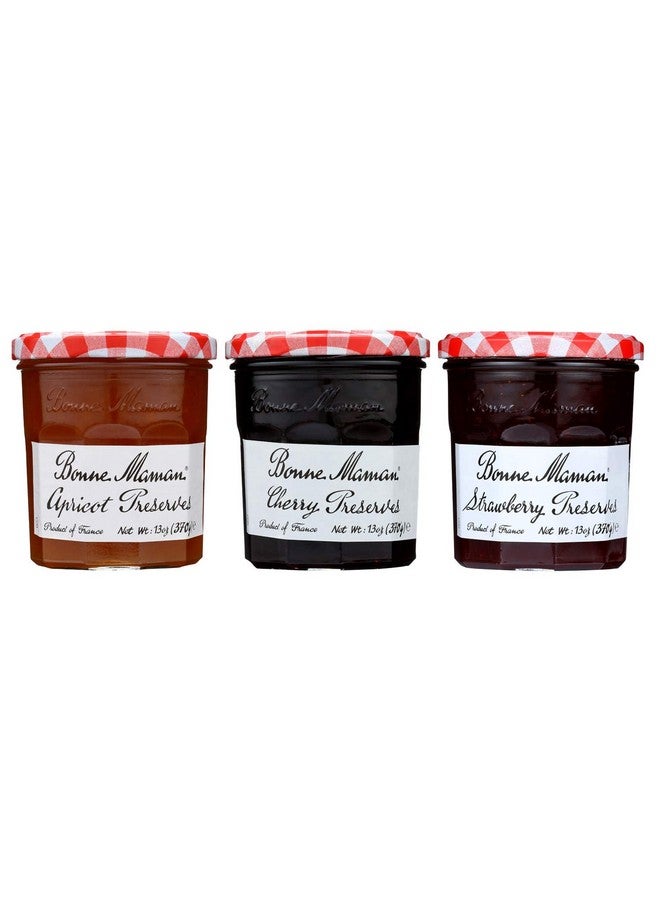 بون مامان مربى الفاكهة من Bonne Maman، عبوة متنوعة (الفراولة، الكرز، المشمش)، برطمانات سعة 13 أونصة (عبوة من 3 قطع) - Image 1