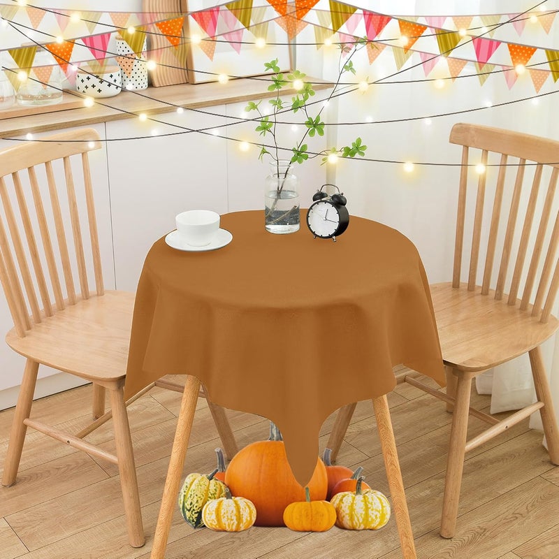 sancua Small Square Tablecloths 36x36 Inch Bronze - Fall Table Cloth for Square or Round Tables, Washable Polyester Fabric Table Cover for Thanksgiving Nightstand End Bedside Tables - Image 4