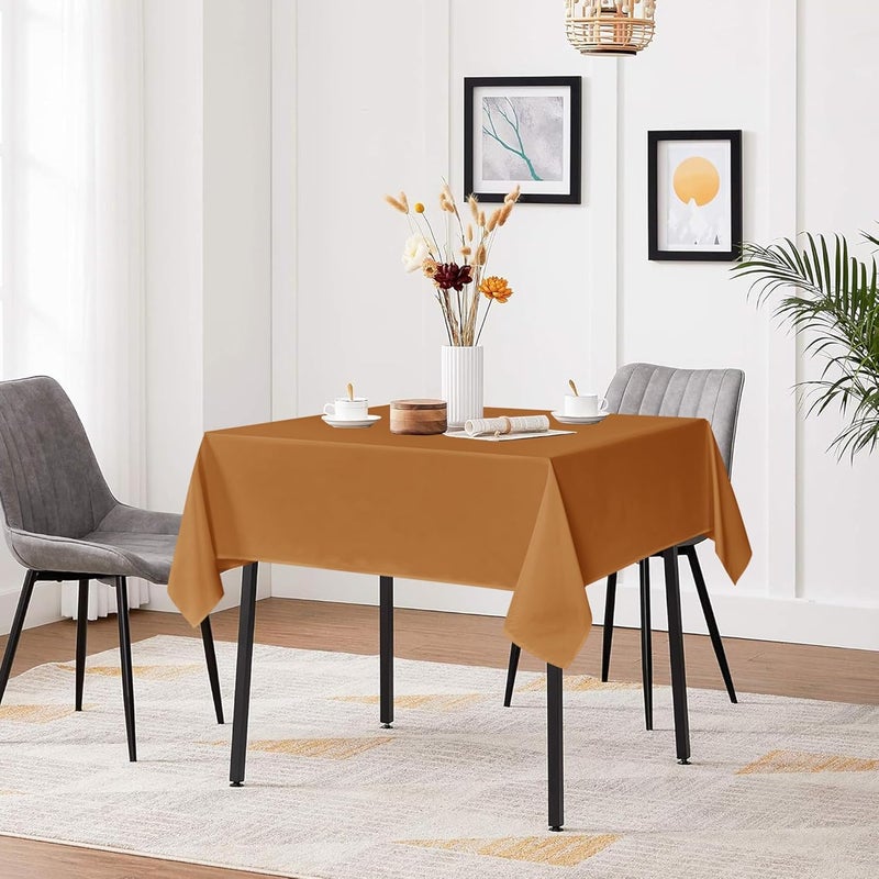 sancua Small Square Tablecloths 36x36 Inch Bronze - Fall Table Cloth for Square or Round Tables, Washable Polyester Fabric Table Cover for Thanksgiving Nightstand End Bedside Tables - Image 3