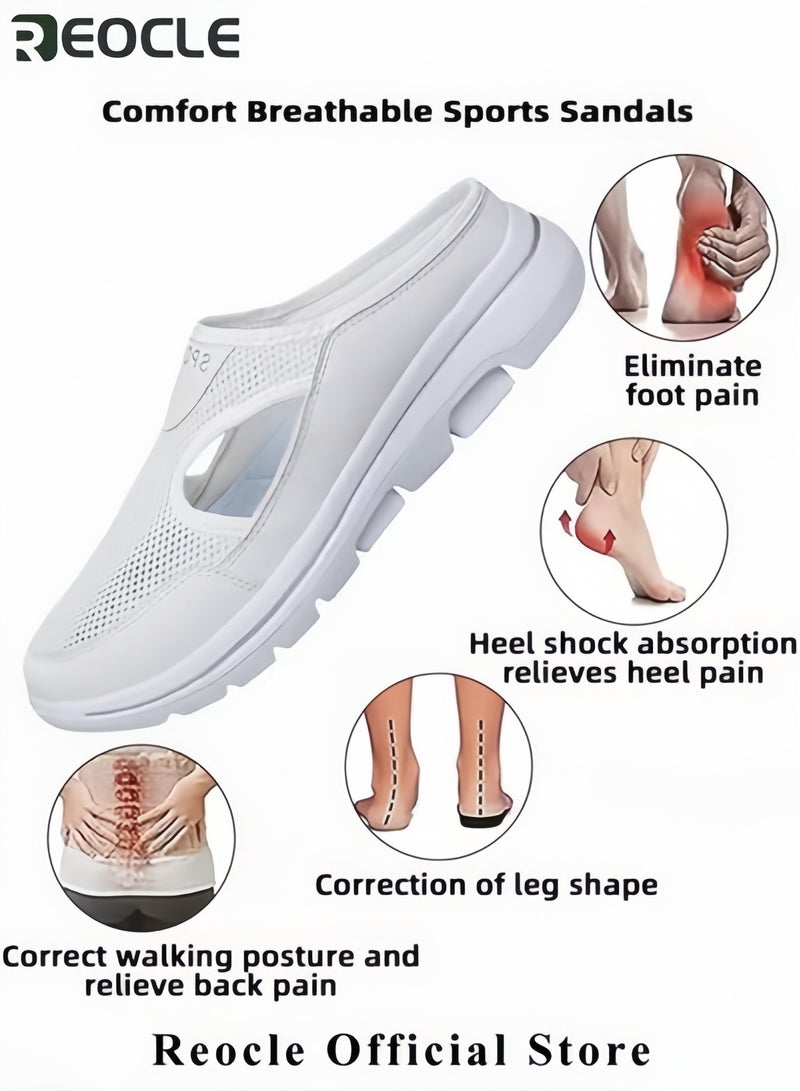 ريوكل أحذية رياضية نسائية للمشي أحذية شبكية قابلة للتنفس أحذية مفتوحة من الخلف أحذية سهلة الارتداء أحذية رياضية مريحة وداعمة أحذية طبية قابلة للتمدد أحذية منزلية - Image 3