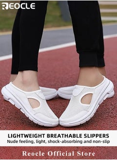 REOCLE Women's Walking Sneakers Breathable Mesh Mules Shoes Open Back Slip On Shoes Comfort Support Sports Sandals Orthopedic Stretch Shoes Lightweight House Shoes  - Image 2