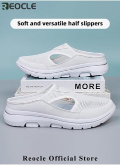 REOCLE Women's Walking Sneakers Breathable Mesh Mules Shoes Open Back Slip On Shoes Comfort Support Sports Sandals Orthopedic Stretch Shoes Lightweight House Shoes  - Image 3