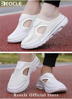REOCLE Women's Walking Sneakers Breathable Mesh Mules Shoes Open Back Slip On Shoes Comfort Support Sports Sandals Orthopedic Stretch Shoes Lightweight House Shoes  - Image 5
