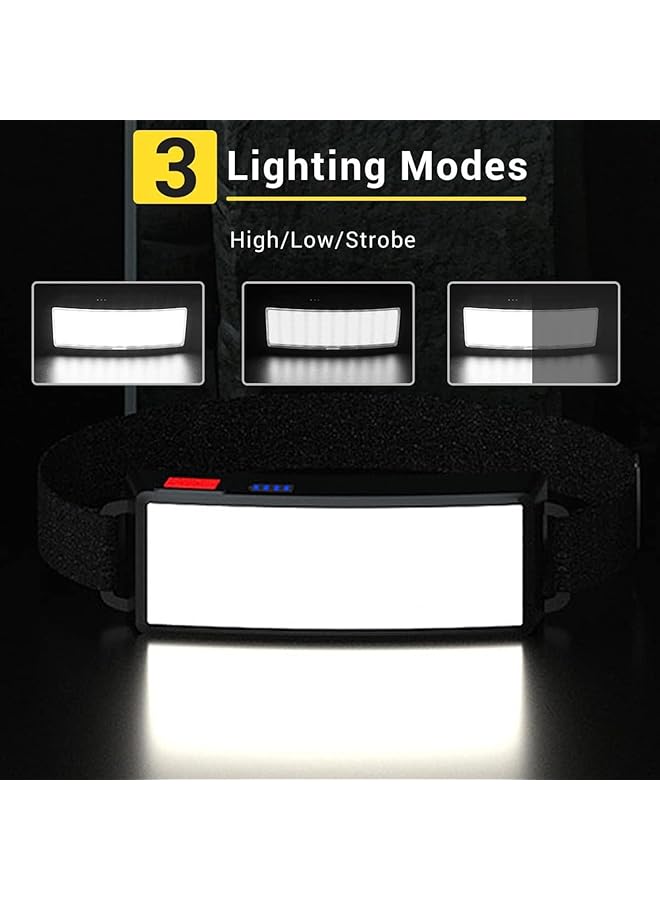X spring LED Head Torch Rechargeable Super Bright Headlamps Waterproof Light Bar Headlamp 3 Lighting Modes Work Light Adjustable Head Torch Lightweight Headlight for Outdoor Running Fishing - Image 3