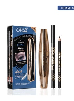 Menow Thick Mascara Set With 2 Pencils Black / Brown Natural Curly Lasting  - Image 2