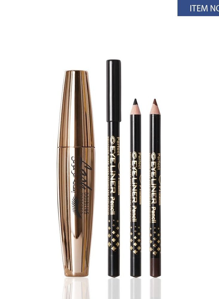 Menow Thick Mascara Set With 2 Pencils Black / Brown Natural Curly Lasting - Image 1