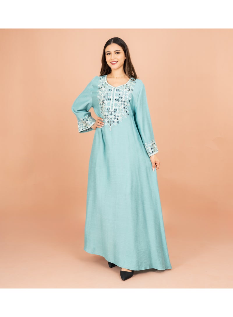 IKKXA Straight Cut Classic Embroidery Patterns Jalabiya - Image 1