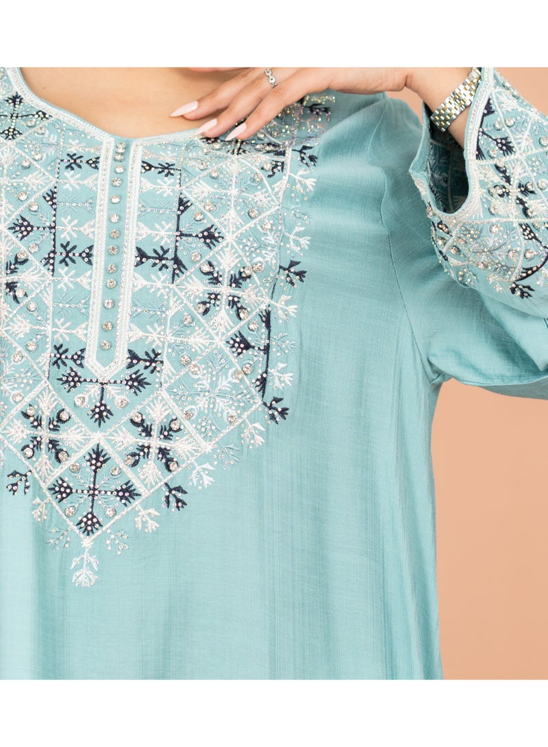 IKKXA Straight Cut Classic Embroidery Patterns Jalabiya - Image 2