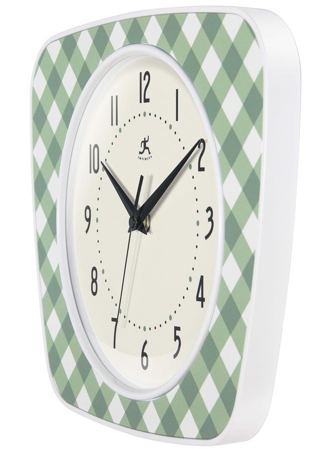 Infinity Instruments LTD. Plaid Trapezium Wall Clock, Green, 9.25" x 10.875" - Image 3