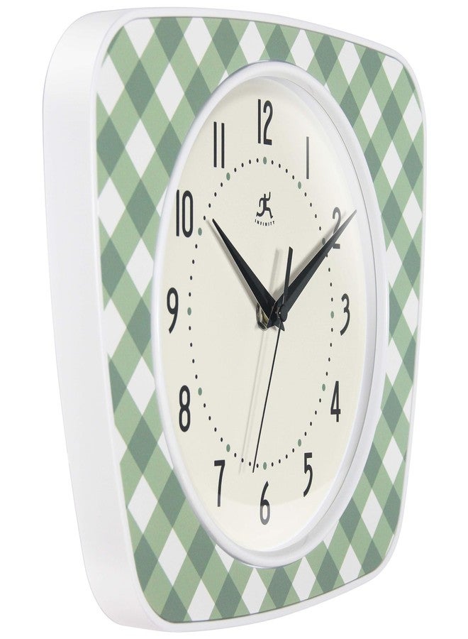 Infinity Instruments LTD. Plaid Trapezium Wall Clock, Green, 9.25" x 10.875" - Image 2