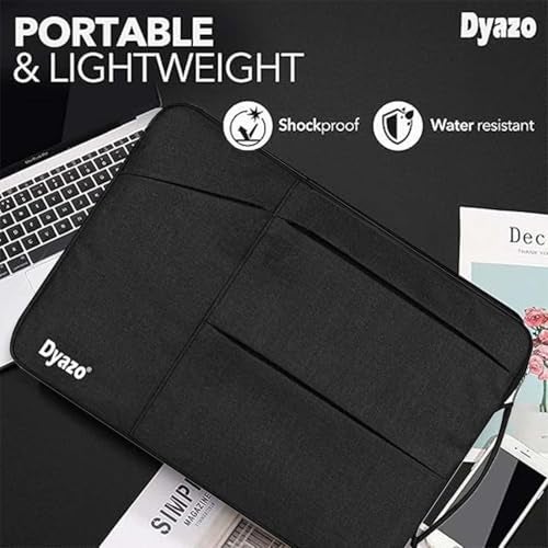 Dyazo Laptop Sleeve 13-13.3 Inch with Charger Pouch | Three Front Pocket & Shockproof Protection | Compatible for MacBook Air, MacBook Pro, Surface Pro X/7/6/5/4M, HP, Dell, ASUS and Lenovo (Black) - Image 3