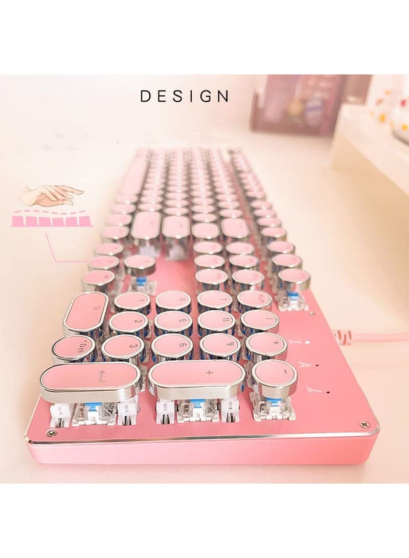 GT-Wheel Wired Gaming Keyboard with Mouse set USB Port Retro Punk Typewriter Style  - Image 4
