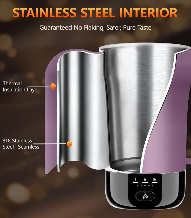 PUSEE Self-Heating Coffee Mug, 14oz Heated Coffee Mug - Rechargeable Temperature Control Coffee Mug Keep Coffee Hot, Smart Mug Great Gift for Coffee Lovers & Slow Sippers - Image 4