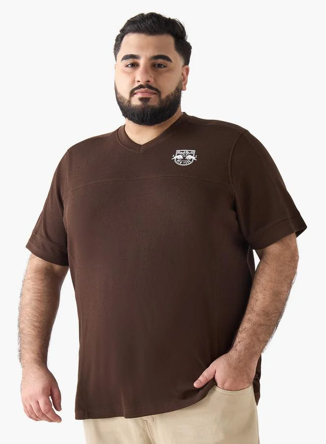 ماكسيم Men Regular Fit V-neck Short Sleeve Red Bull New York Print T-shirt